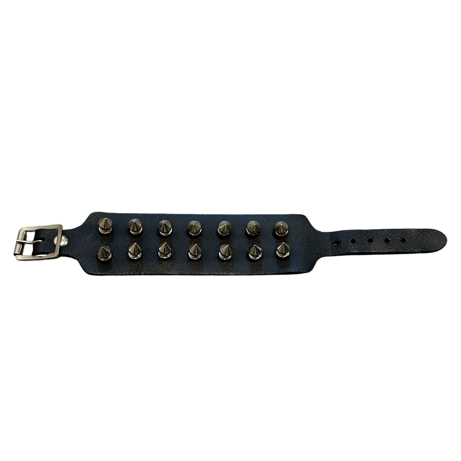 Black Leather Spike Studded Wrap Adjustable Bracelet (adjustable)