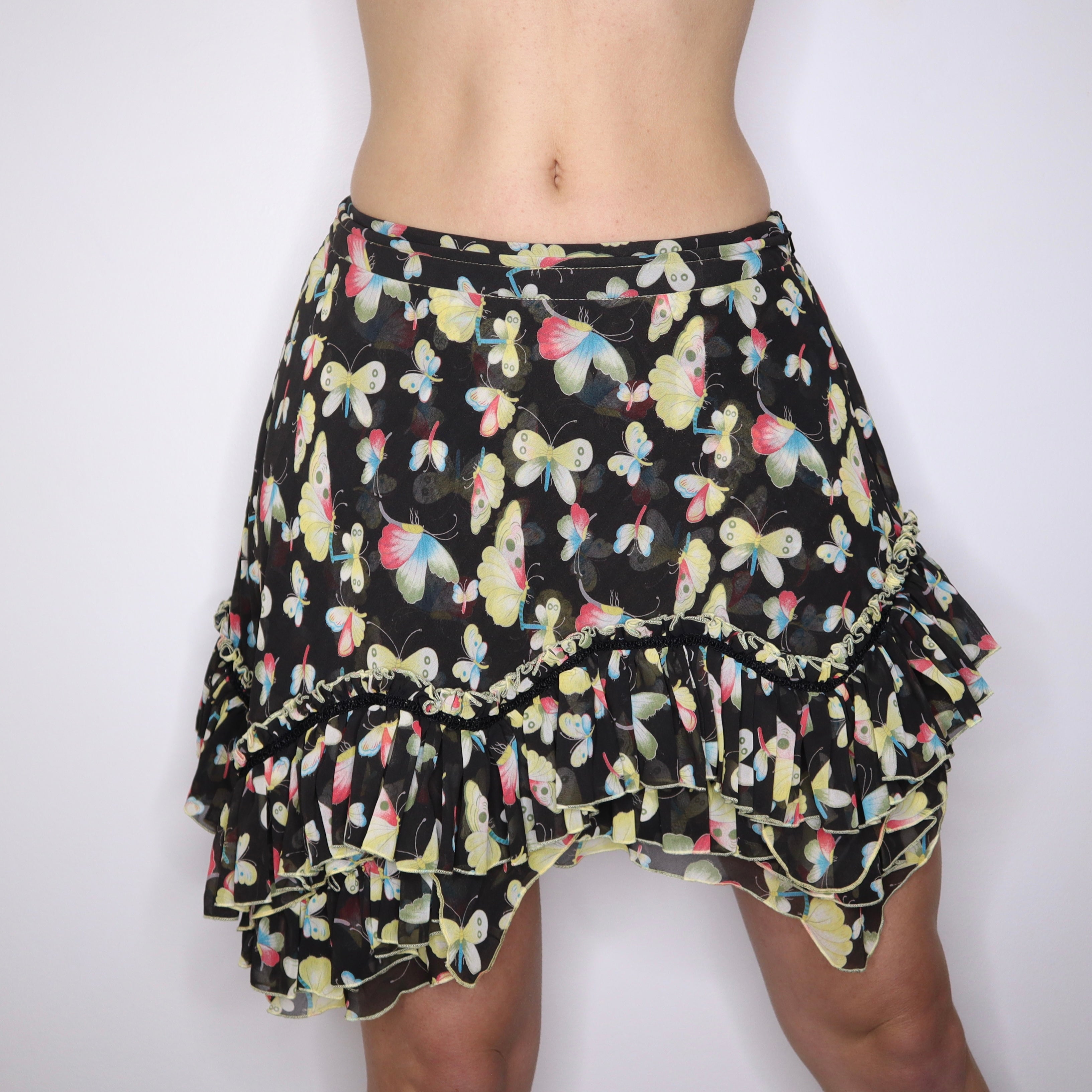 Y2K Asymmetrical Butterfly Mini Skirt (S)