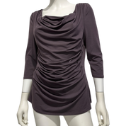 Vintage Avant Garde Purple Draped Neck Long sleeve top (M)