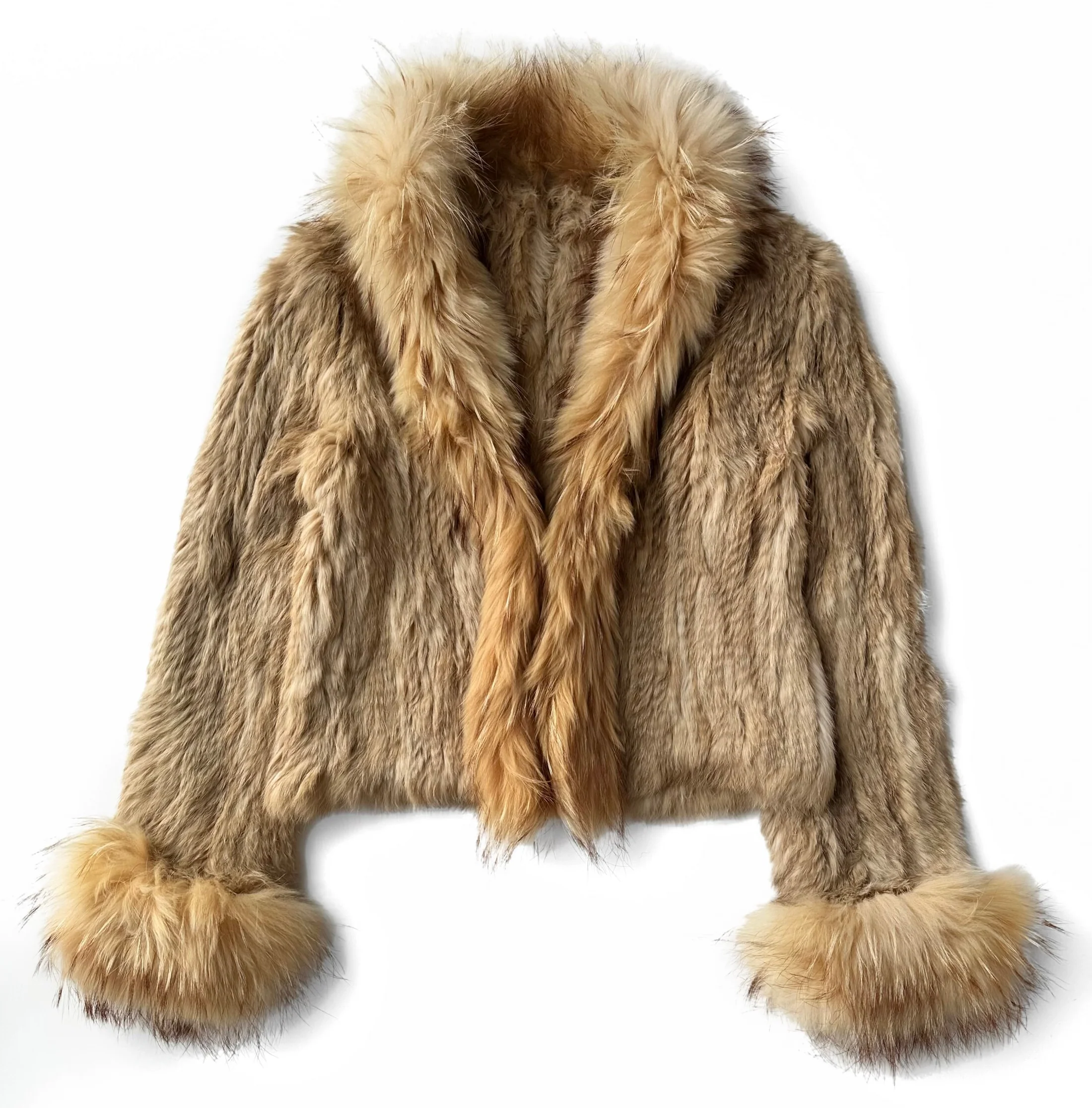 Tan Genuine Fur Jacket (S/M)