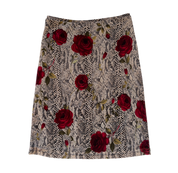 90s Snakeskin & Rose Mesh Midi Skirt (M)