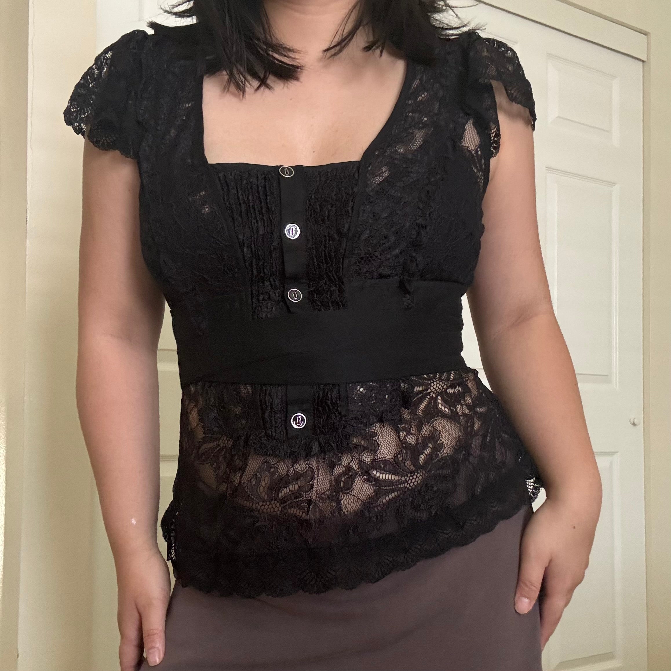D&G Sheer Lace Ribbon Top (M)