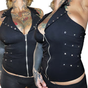 Y2K studded halter vest top