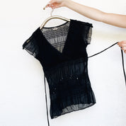 90s Sheer Black Top - XS