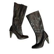 Black Patchwork Style Leather Boots (7.5)