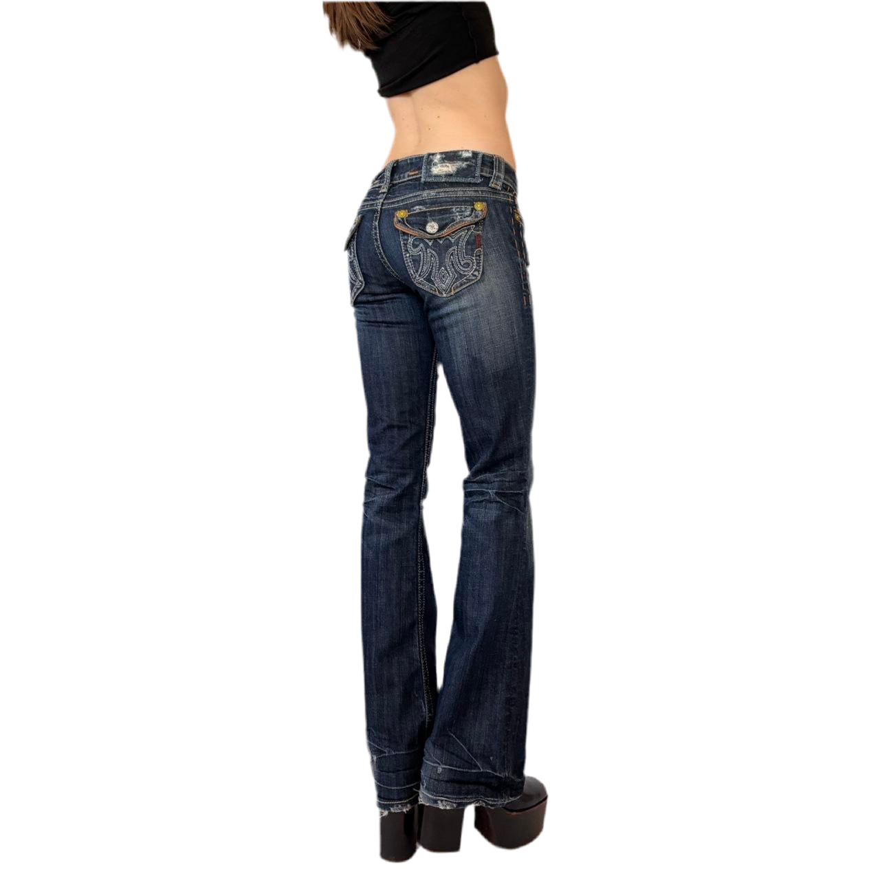 Y2K Distressed Low Rise Jeans (XS)