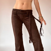 Y2K Chocolate Brown Belted Flares (S)