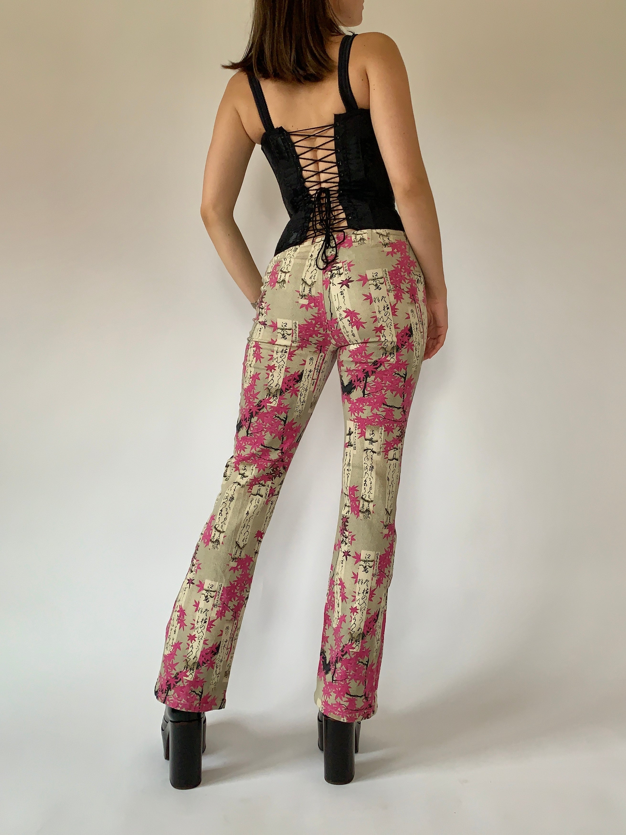 Vintage Cherry Blossom Pants - Small