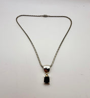 Black stone silver necklace