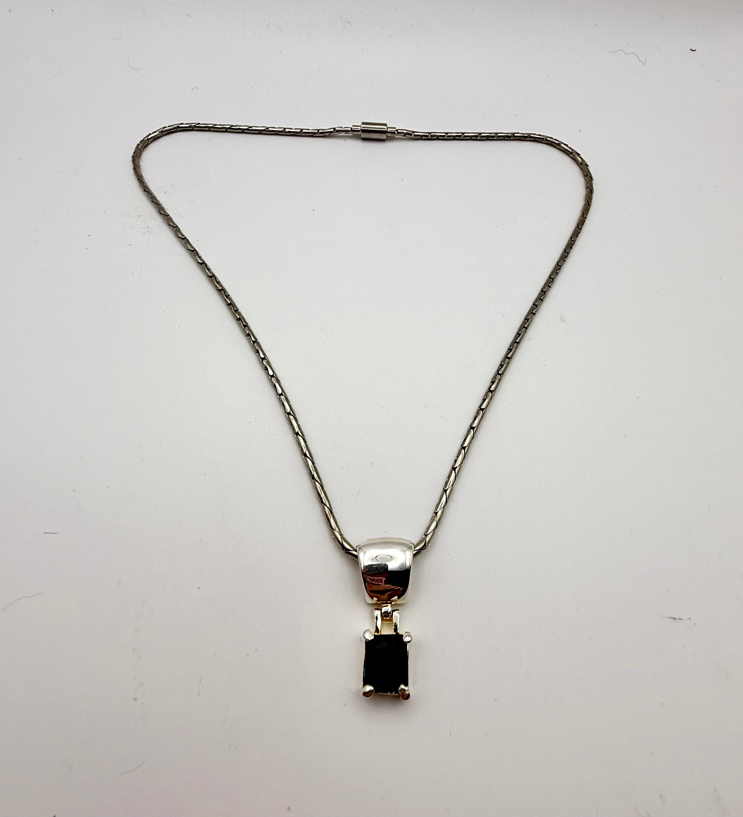 Black stone silver necklace