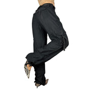 Y2K Baggy Black Cargo Pants (L)