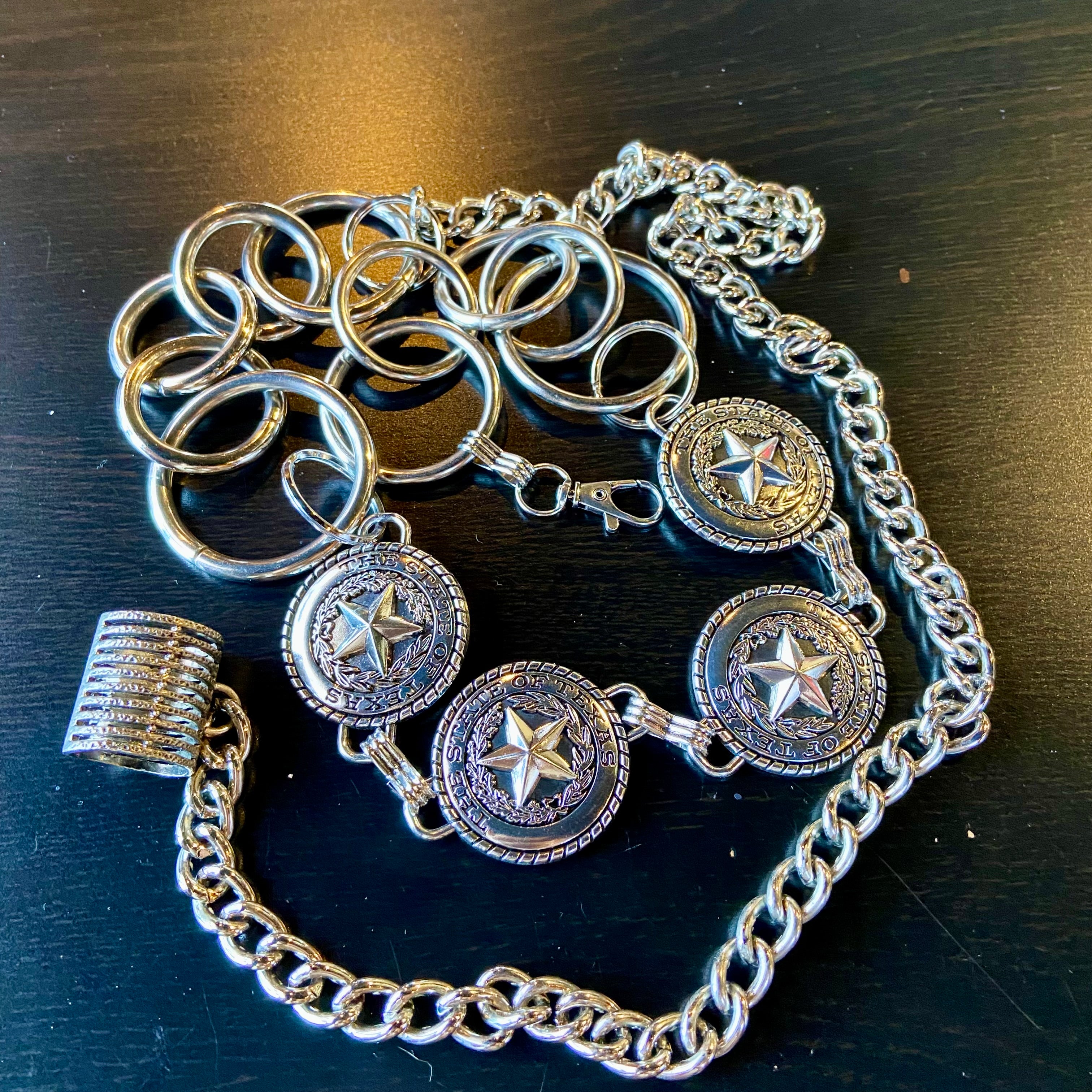 Star Medallion Silver Chain Belt