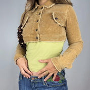Y2K Distressed Corduroy Cropped Jacket (S)