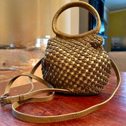 Woven leather cute purse