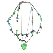 Green flower heart choker