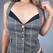 Vintage Guess Grey Plaid Vest (L)