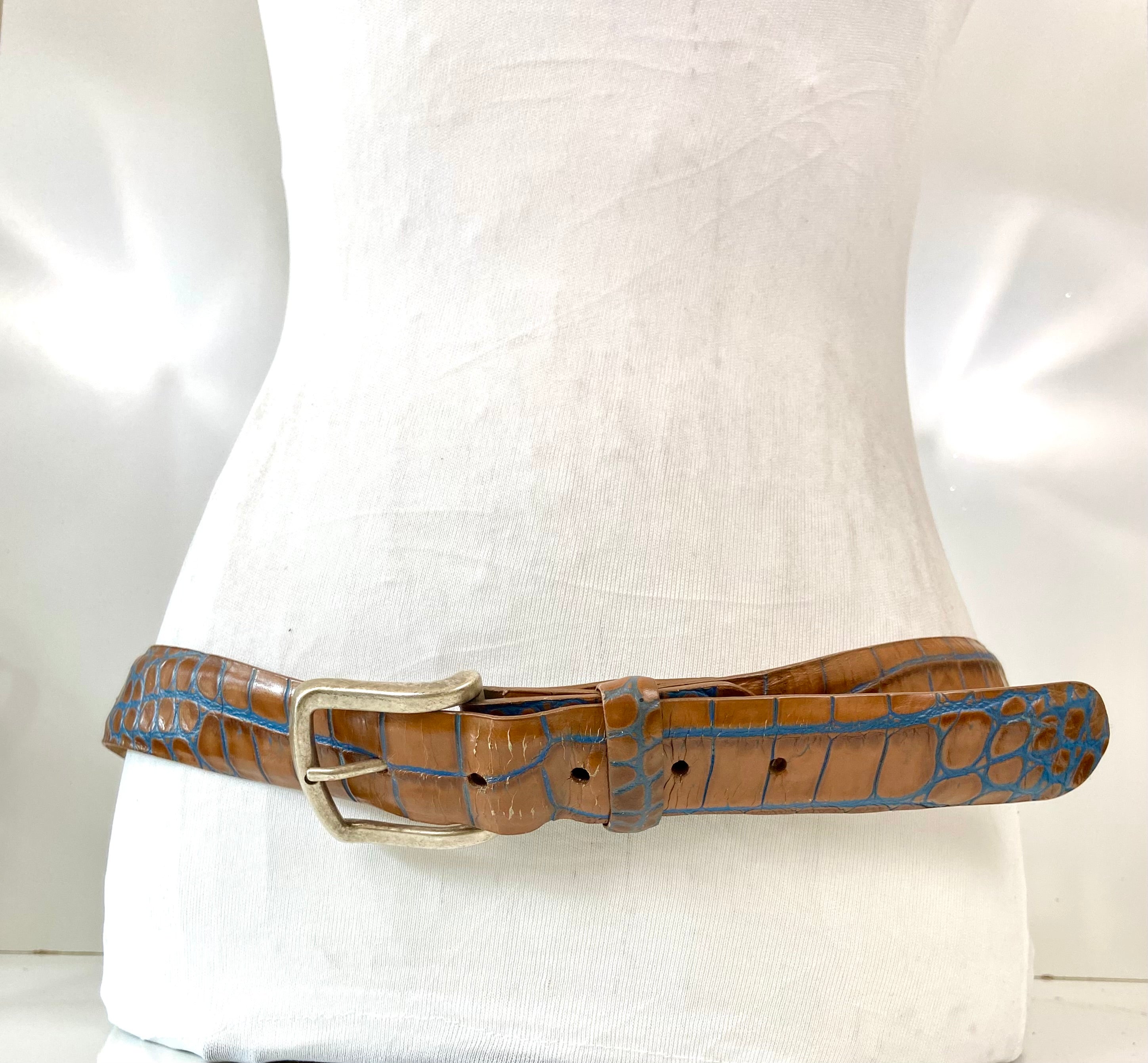 Two-Tone Croc-Embossed belt made in Italy