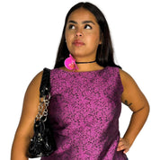 Vintage Orchid Silk Jacquard Top (L)