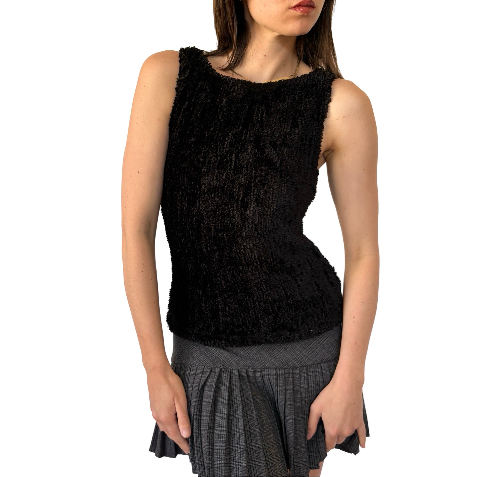 90s Noir Fuzzy Tank (S/M)