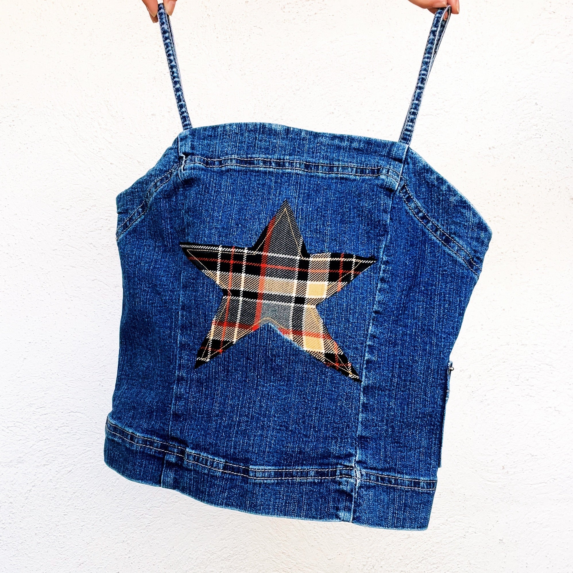 Reworked Denim Star Top