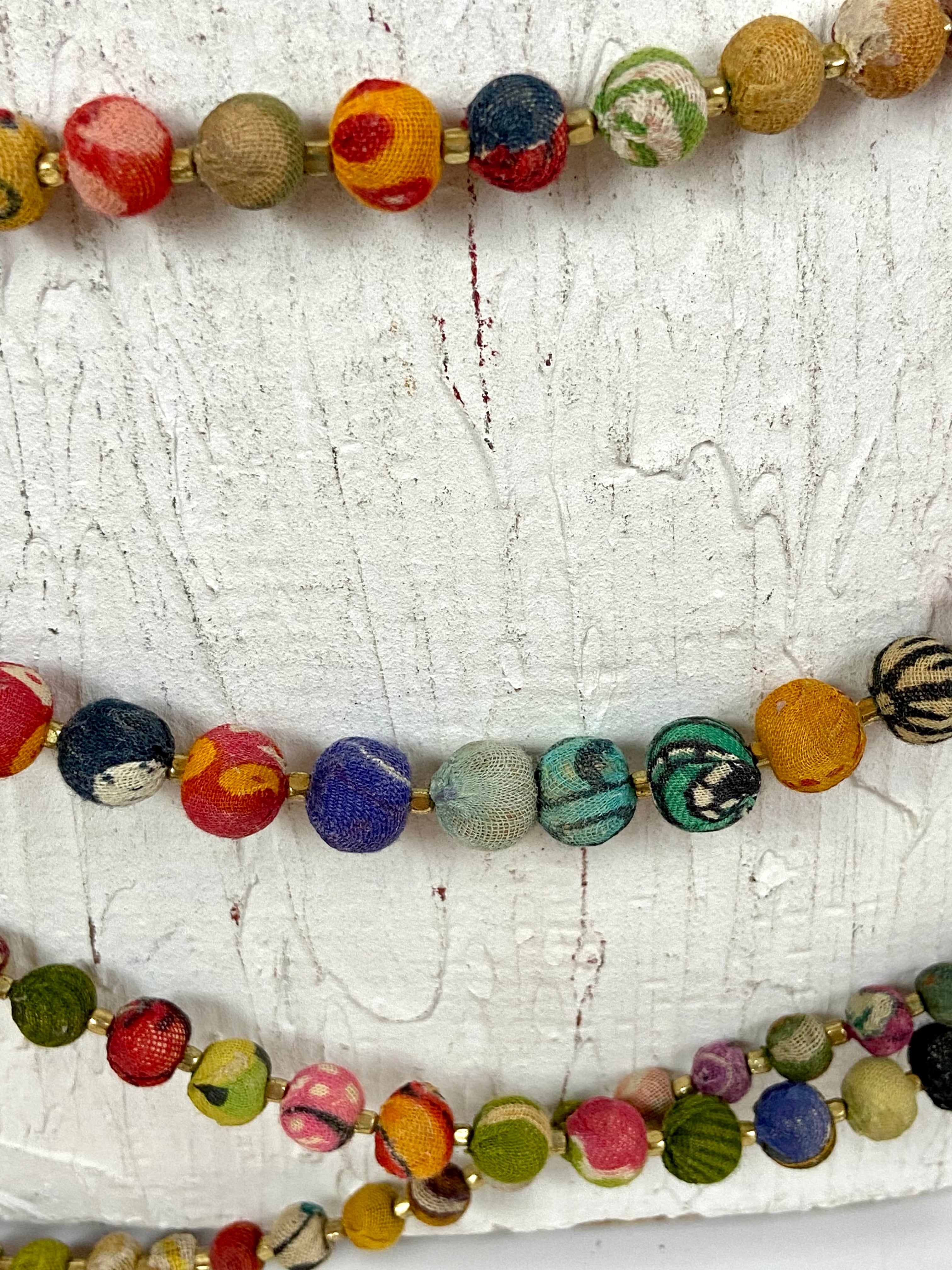 Boho fabric beads layered belt