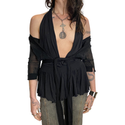 Vintage Black Sheer Wrap Cardigan (S)
