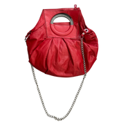 Vintage Red Leather Diesel Avant Garde Chain Slouch Handbag