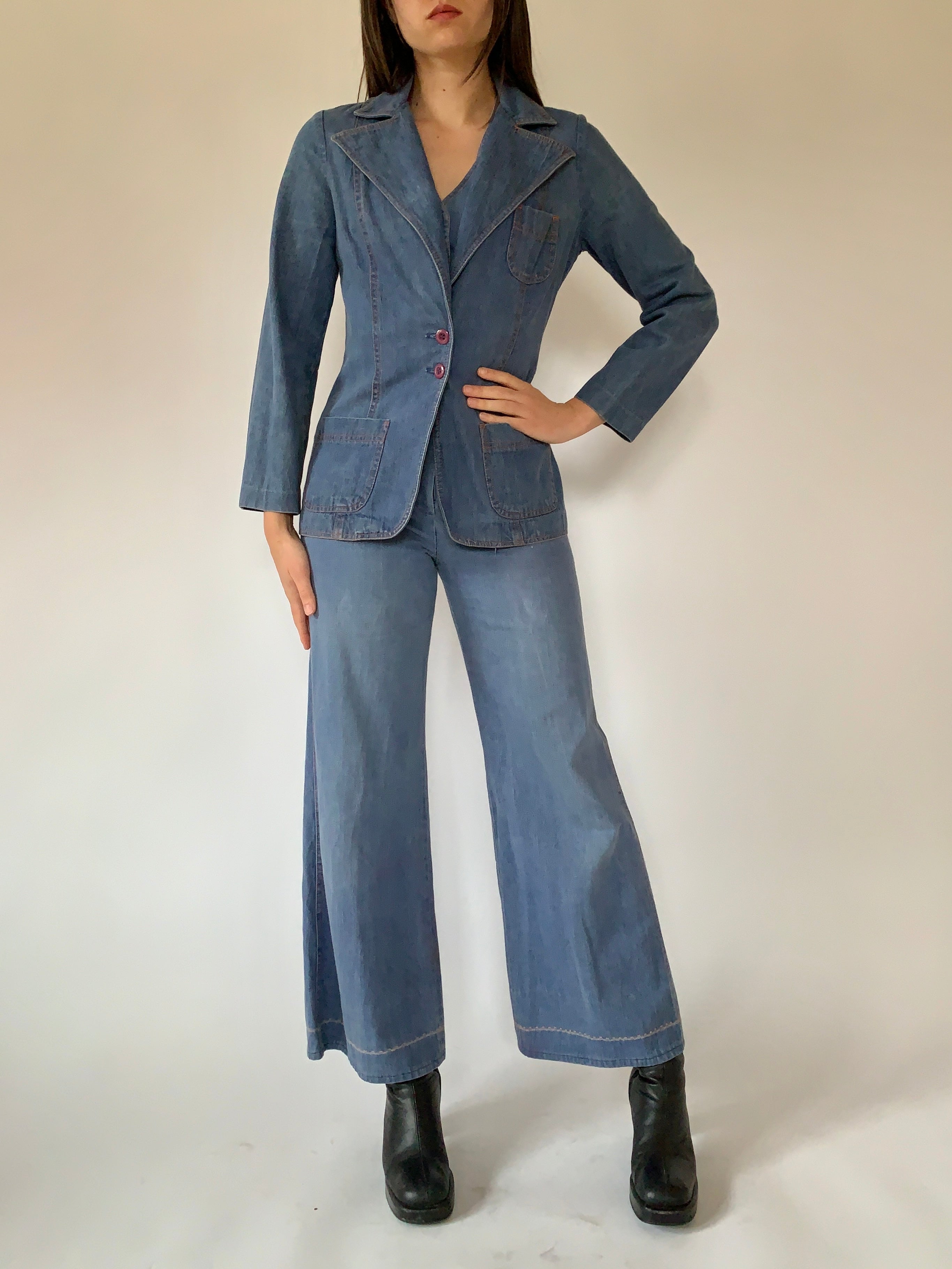 Vintage 1970s Denim Suit (S)