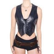 90s Black Leather Vest (M)