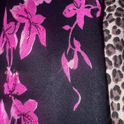 Y2K Pink & Black Floral Handkerchief Hem Midi Dress (XL)