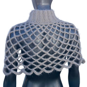 Gray Fuzzy Turtleneck Mesh Shawl (S/M)