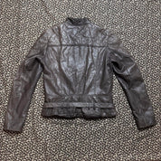 Quilted Smoky Brown Leather Cargo Jacket (M)