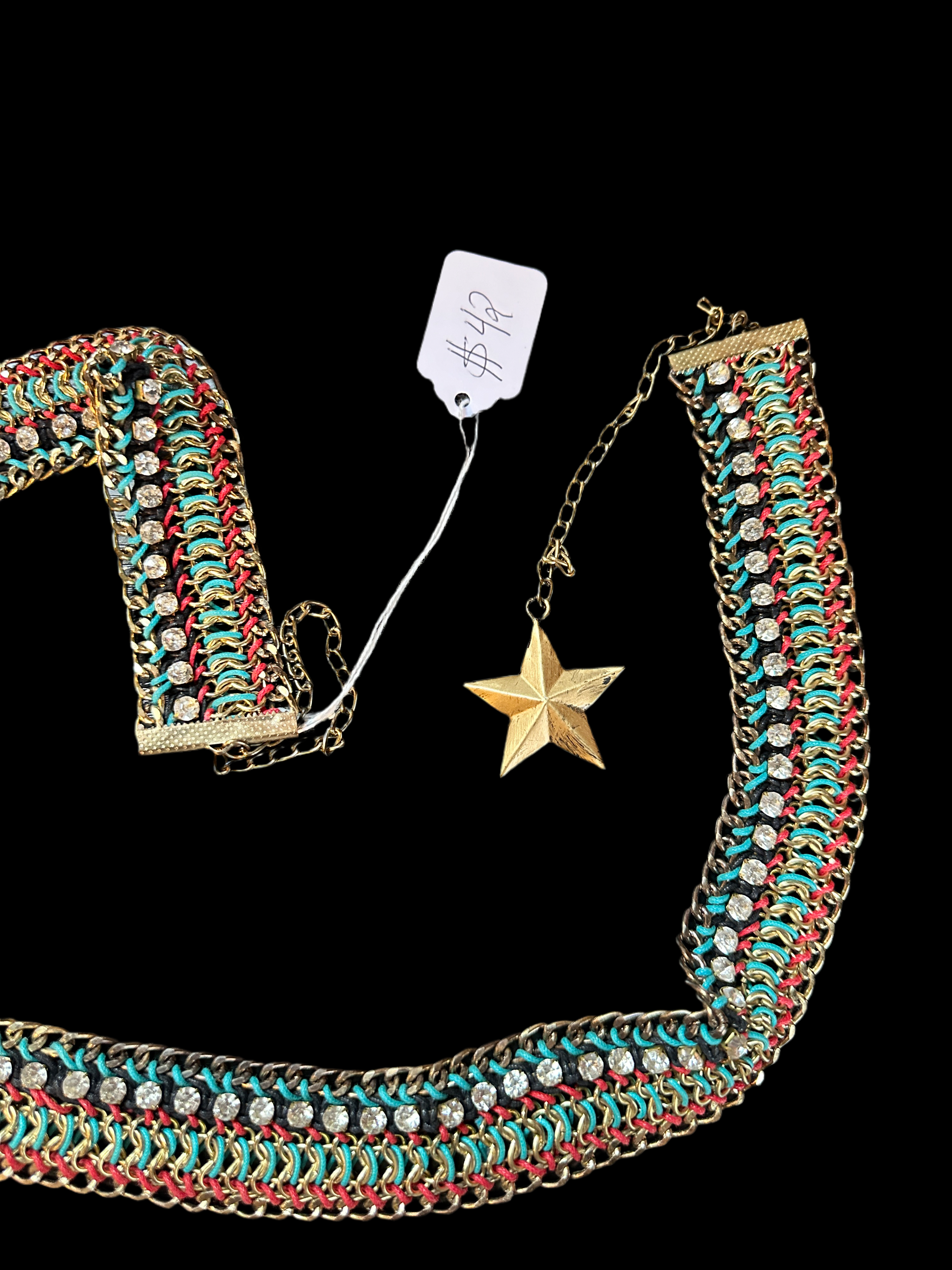 turquoise red sparkle belt