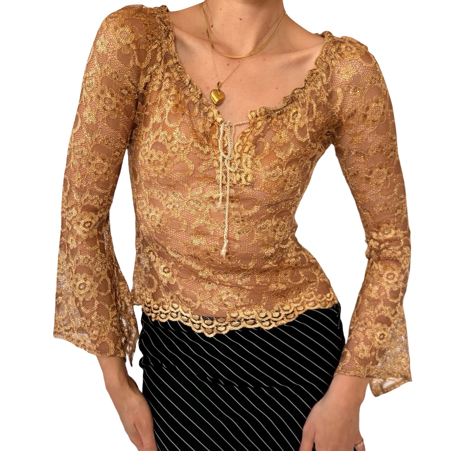 Y2K Boho Bell Sleeve Top (XS/S)