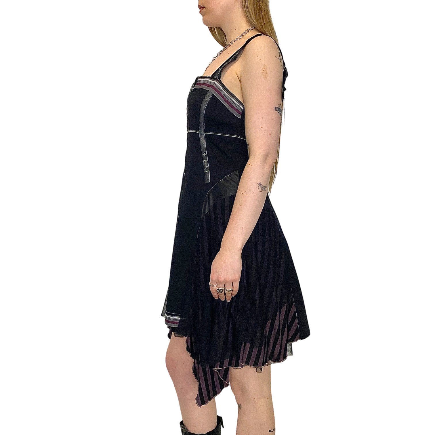 Vintage Parisian Gothic Utility Midi Dress (M)