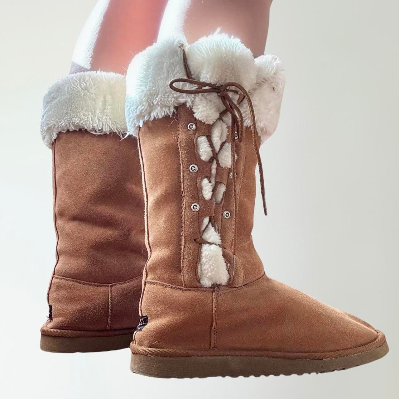 Y2K Snow Bunny UGG Tie Up Lace Boots (9)