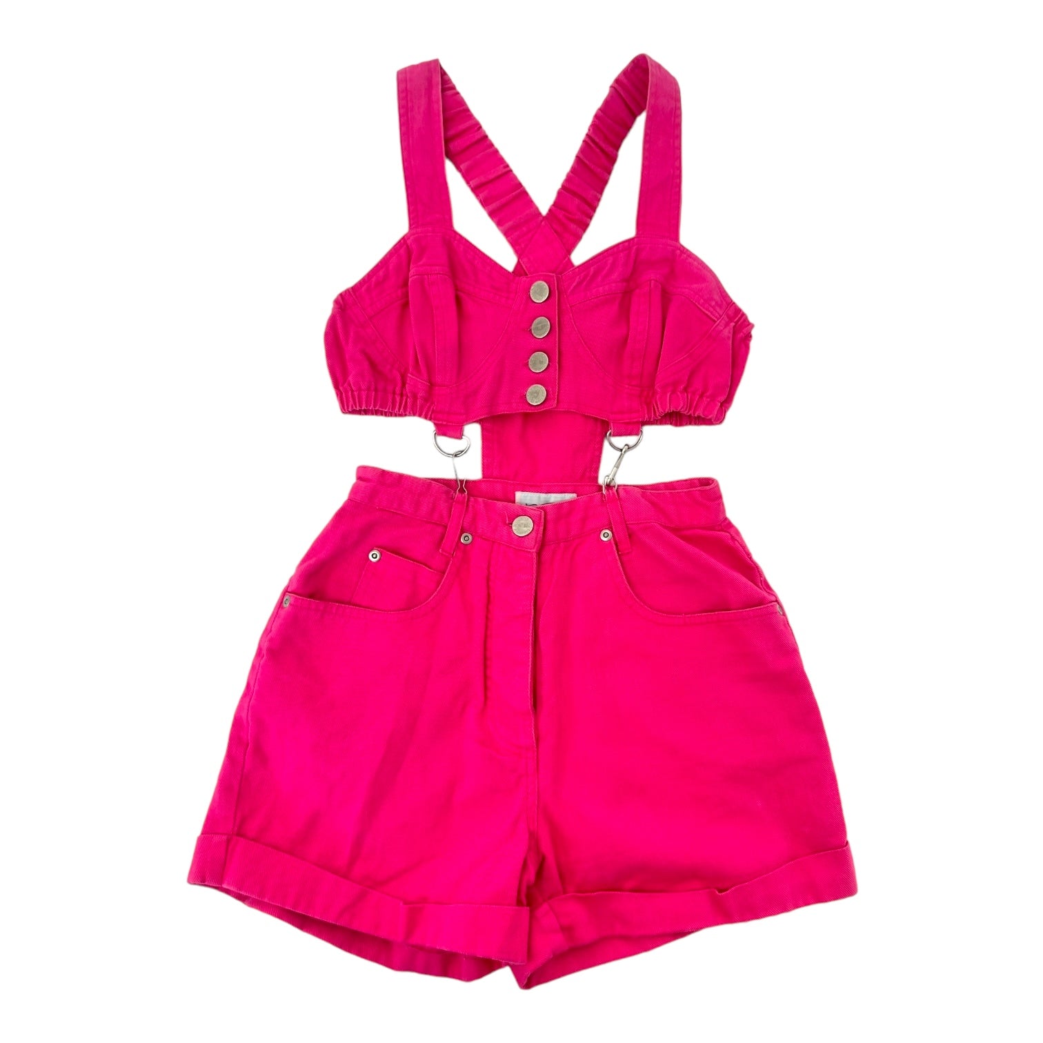 Vintage Cutout Short Overalls (XS)