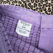 Lilac Ruched Denim Mini Shorts (XS)