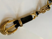 Black and gold leather belt