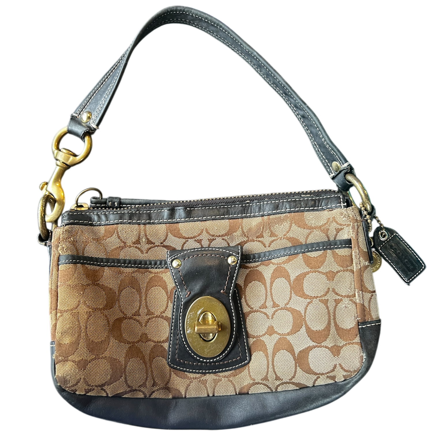 Vintage Coach Brown Logo Baguette