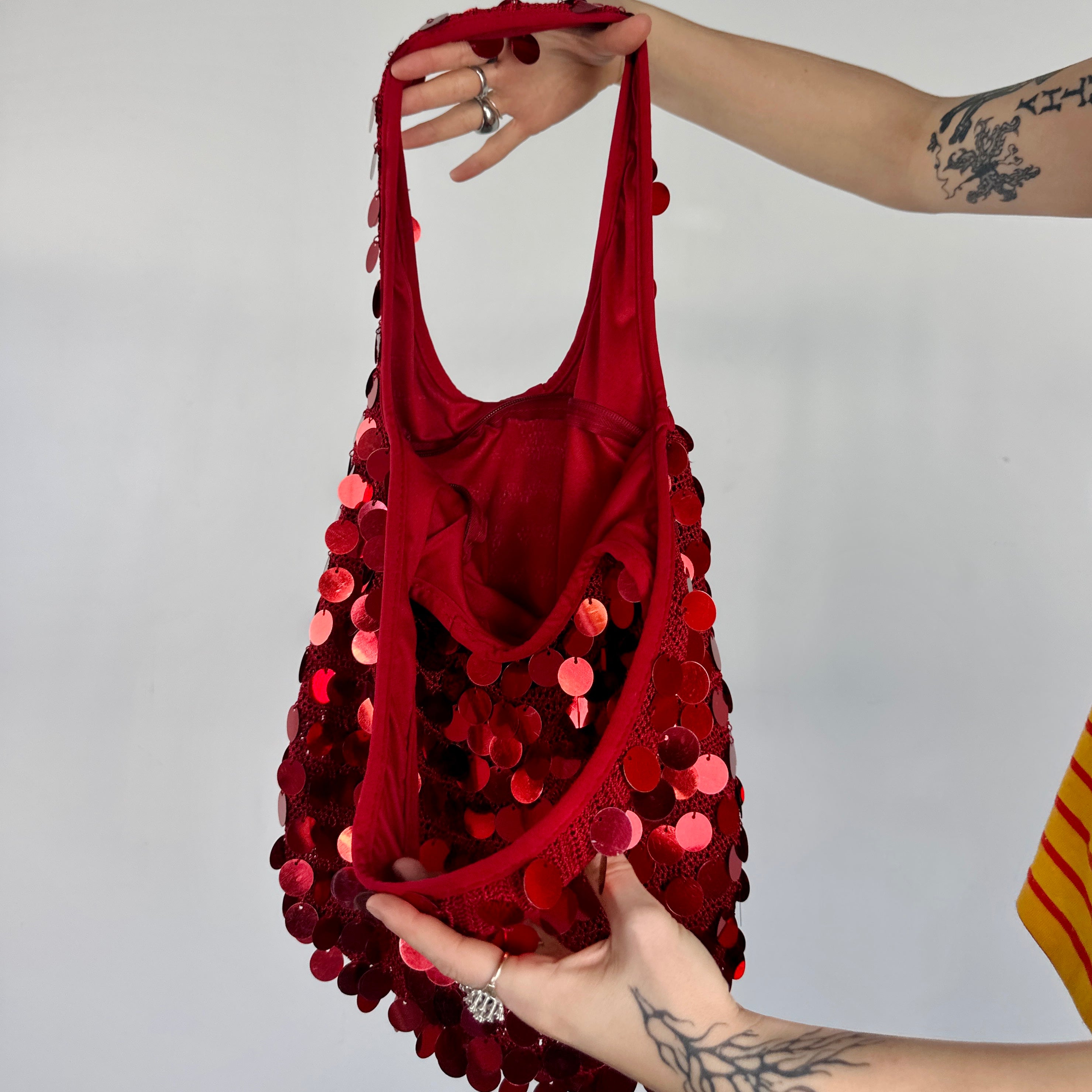 Cherry Red Sequin Handbag
