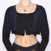 Y2K French Black Cropped Cardigan (M)