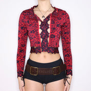 Y2K ZAC POSEN Red Daisy Cardigan (XS)