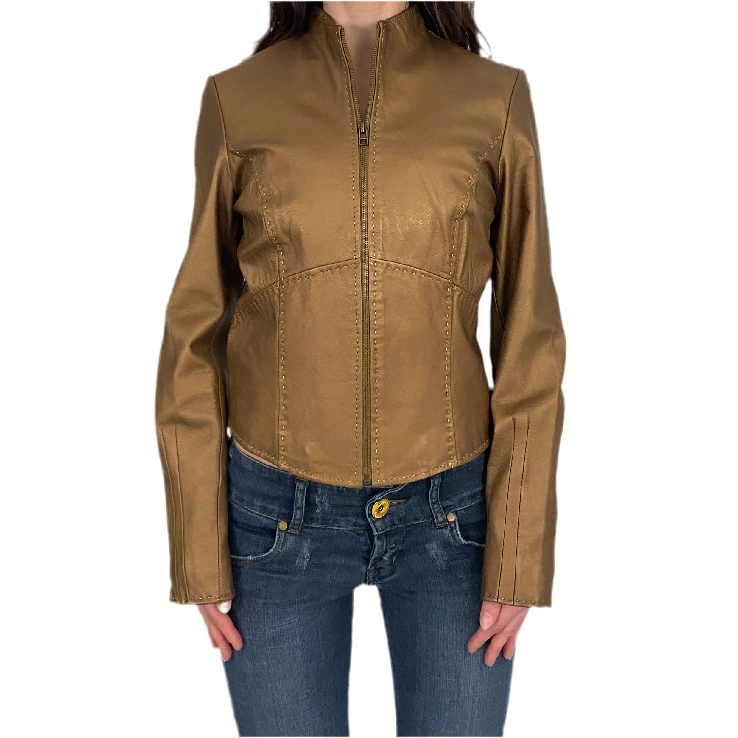Bronze Leather Fitted Jacket (S/M)