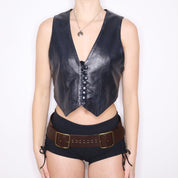 90s Black Leather Vest (M)