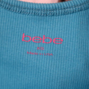 Y2K BEBE Blue Diamanté Cropped Tank Top (XS)