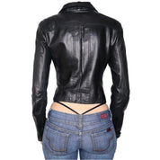 Y2K Sexy Black Leather Moto Jacket (XS)