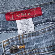 Y2K Pinstriped Low Rise Flare Jeans (L)