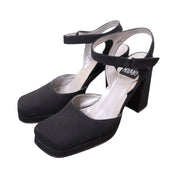 90s Chunky Black Square Toe Heels (6)