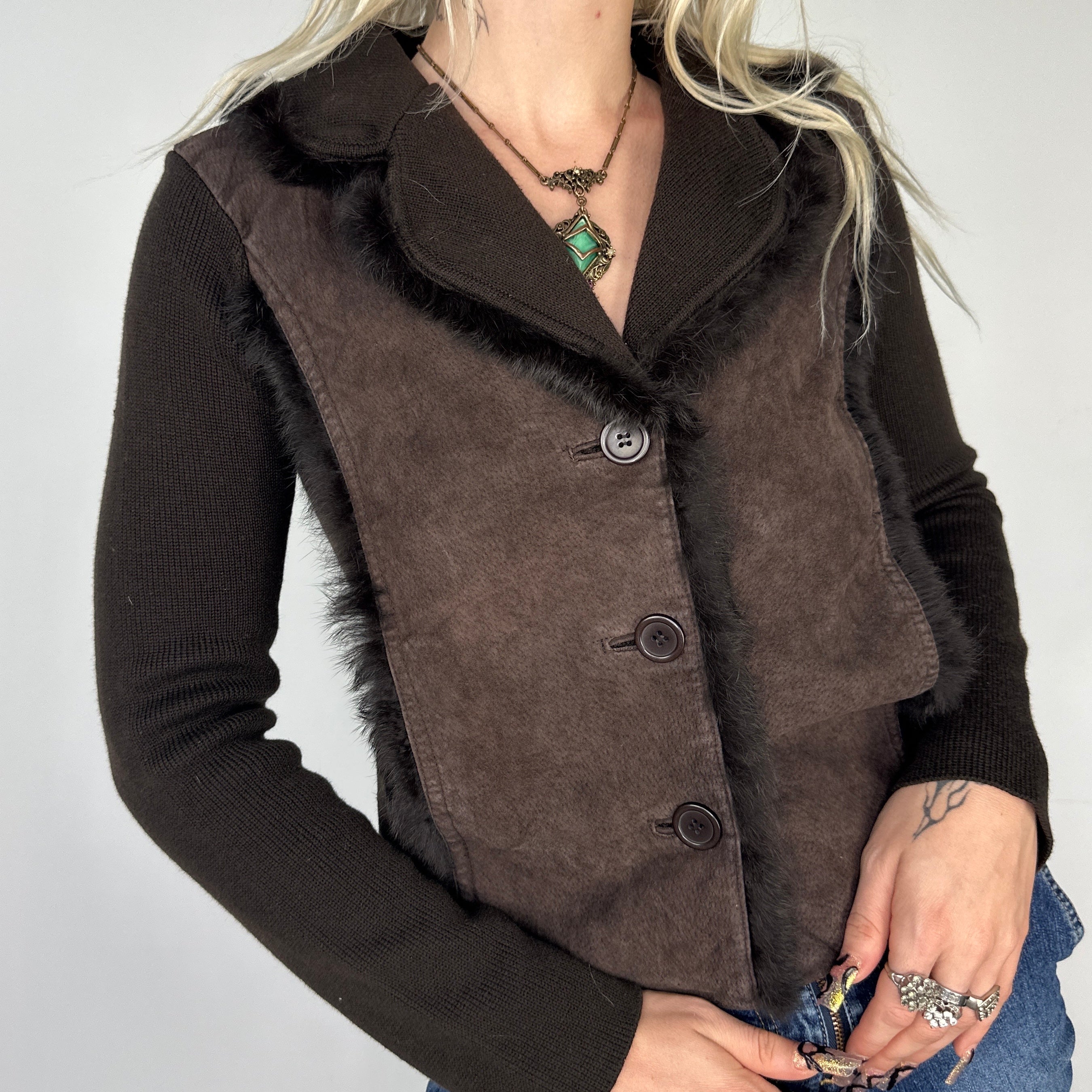 Vintage Leather Sweater (S/M)